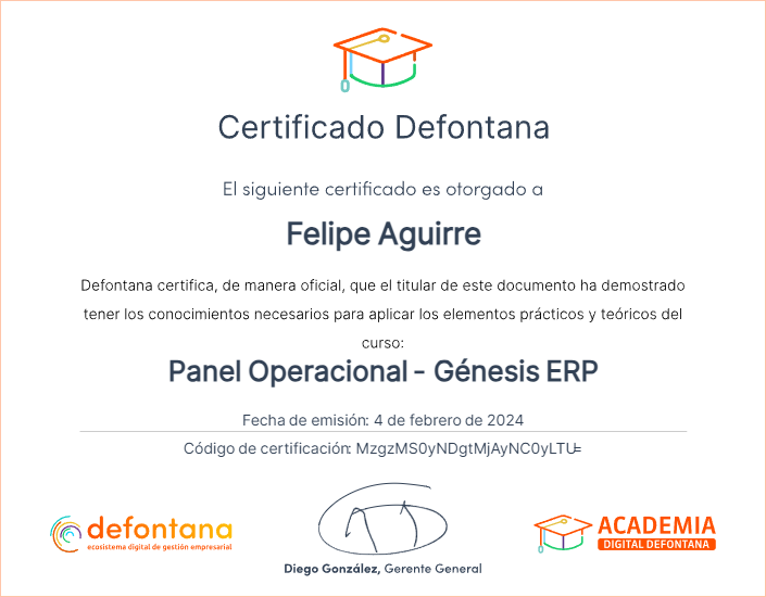 Certificado Panel ERP