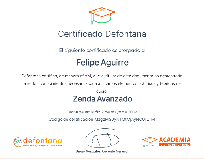Certificado Zenda